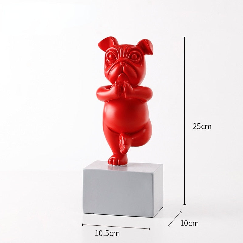 Lovely Yoga French Bulldog Statue Resin Figurines Nordic Creative Cartoon Animals Sculpture Children; Room Decor Crafts