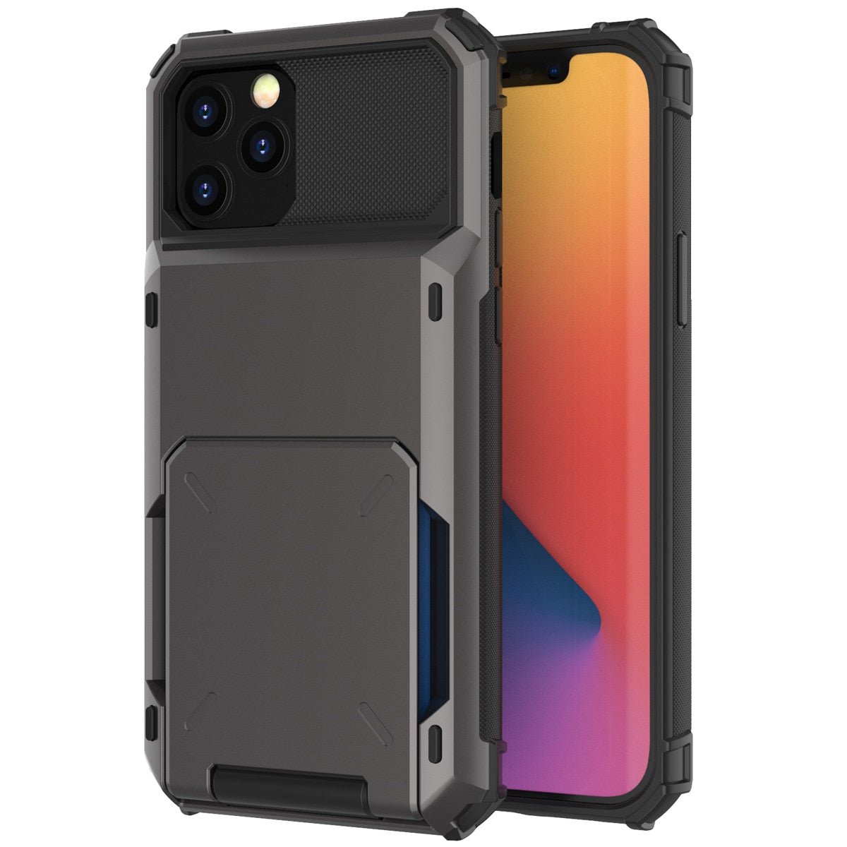 Business Armor Slide Wallet Card Slots Holder Cover for iPhone