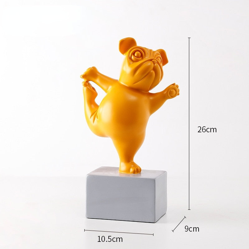 Lovely Yoga French Bulldog Statue Resin Figurines Nordic Creative Cartoon Animals Sculpture Children; Room Decor Crafts