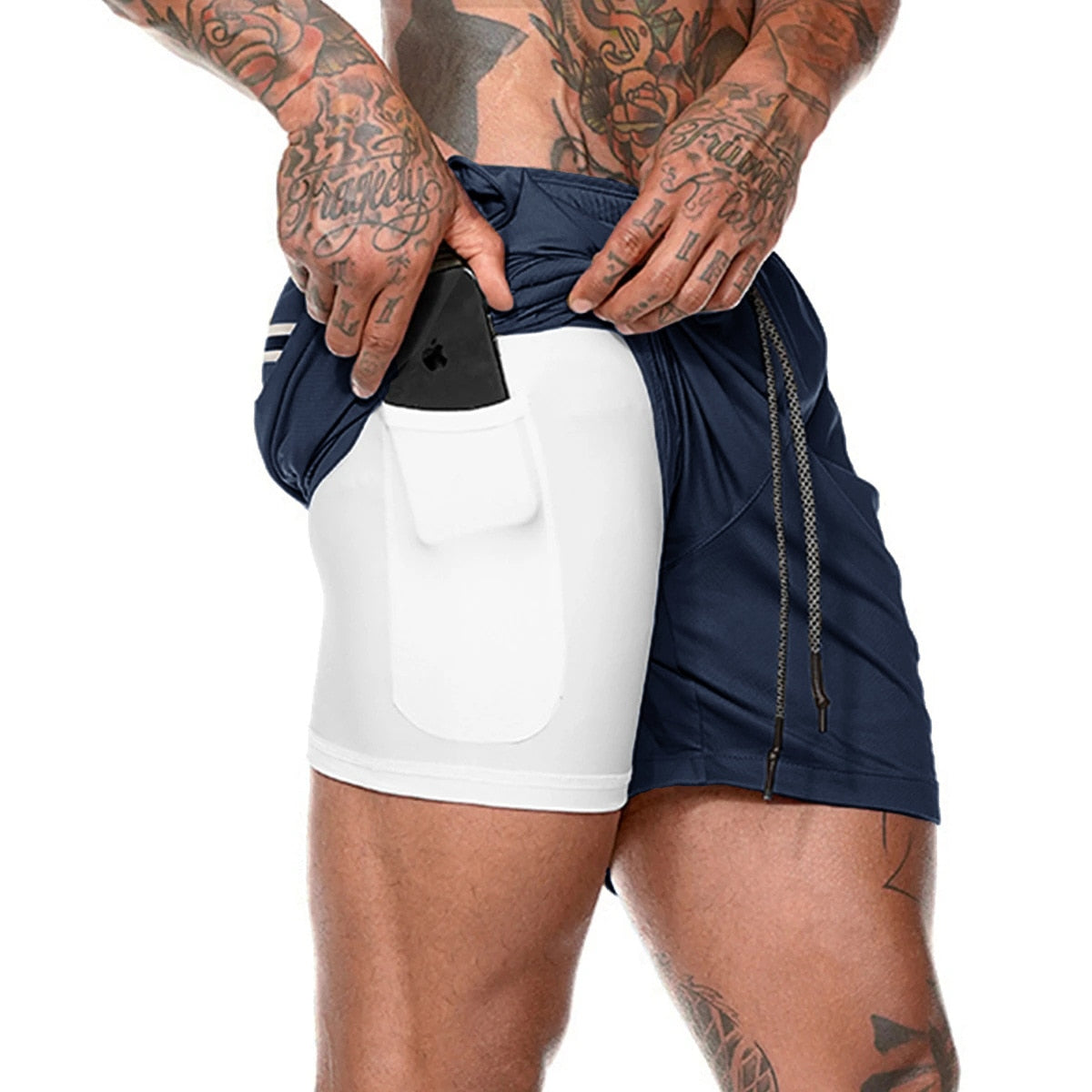 Sport Shorts Men Sportswear Double-deck Running Shorts 2 In 1 Beach Bottoms Summer Gym Fitness Training Jogging Short Pants