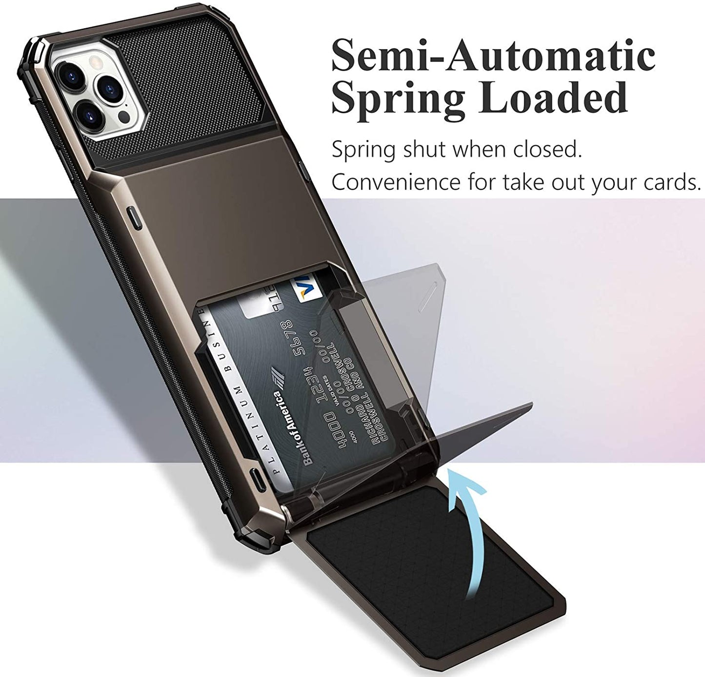 Business Armor Slide Wallet Card Slots Holder Cover for iPhone