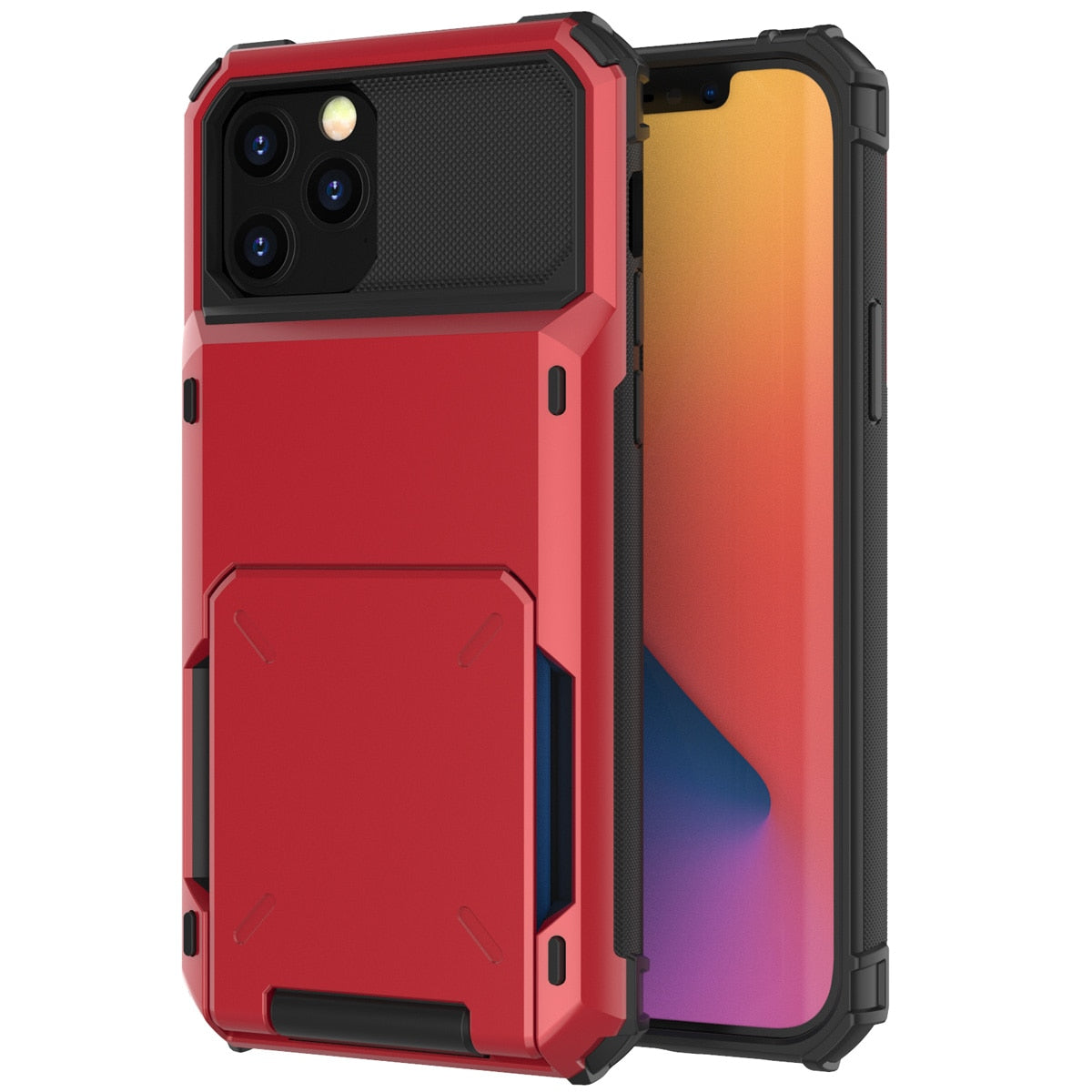 Business Armor Slide Wallet Card Slots Holder Cover for iPhone