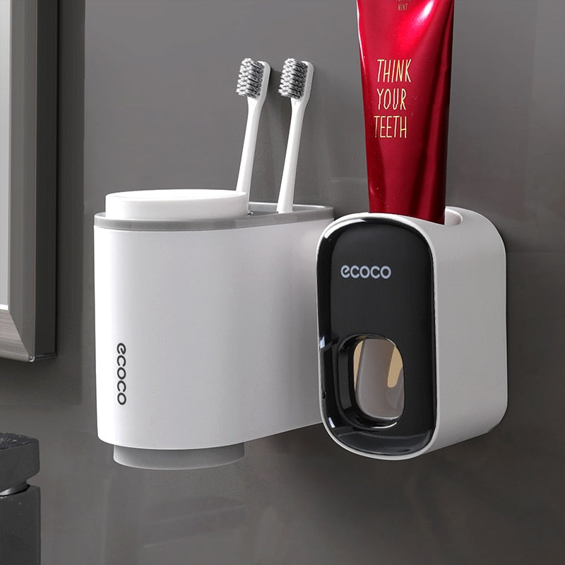 Toothbrush Holder Toothpaste Dispenser Wall Mount Toothbrush Cup Storage Rack Toothpaste Squeezer bathroom accesories