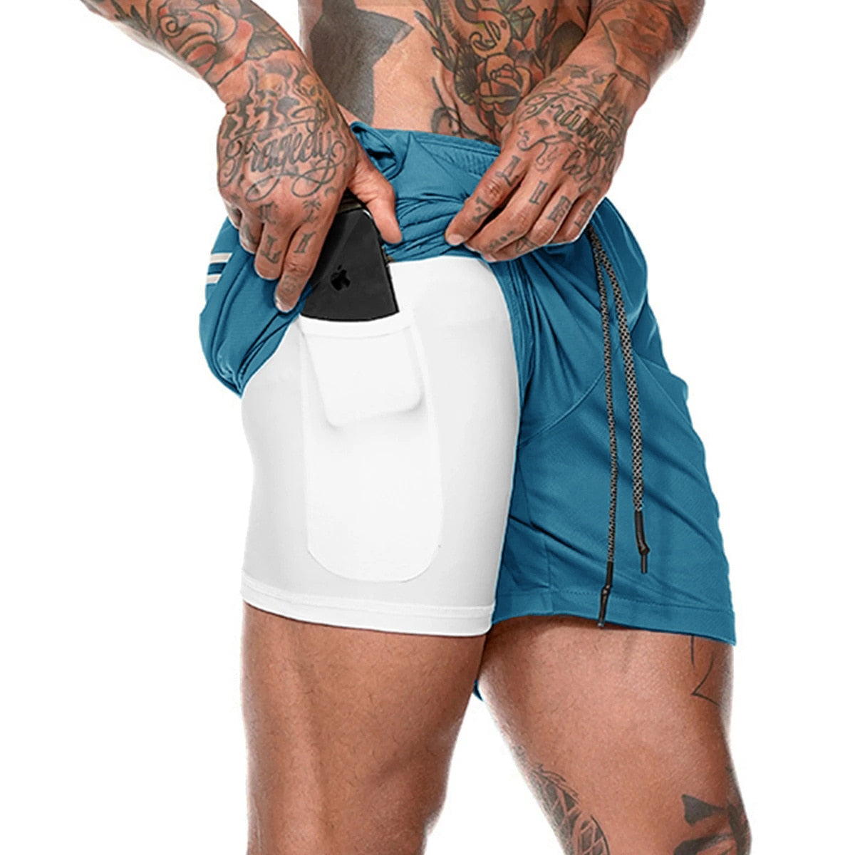 Sport Shorts Men Sportswear Double-deck Running Shorts 2 In 1 Beach Bottoms Summer Gym Fitness Training Jogging Short Pants