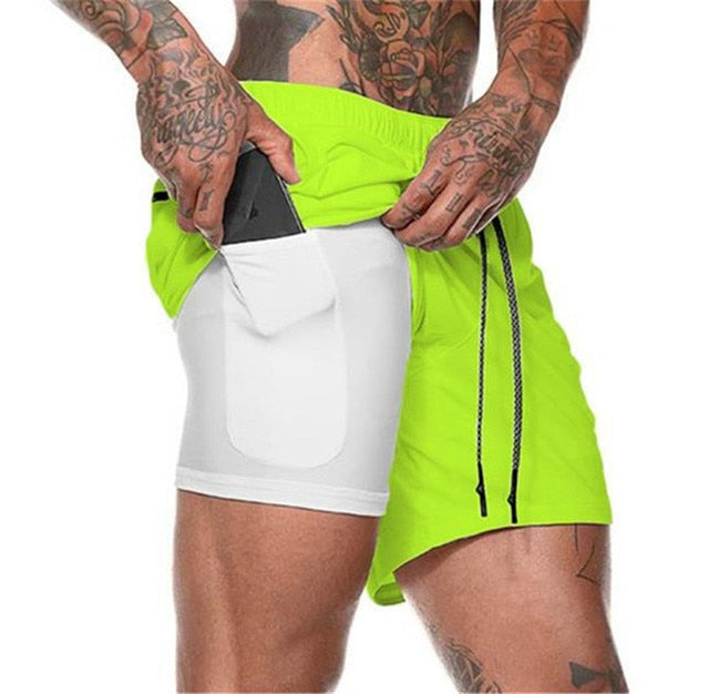 Sport Shorts Men Sportswear Double-deck Running Shorts 2 In 1 Beach Bottoms Summer Gym Fitness Training Jogging Short Pants