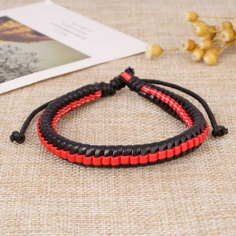 Trendy Genuine Leather Bracelets Mens Multilayer Braided Rope Bracelets Male Female Bracelets Retro Jewelry