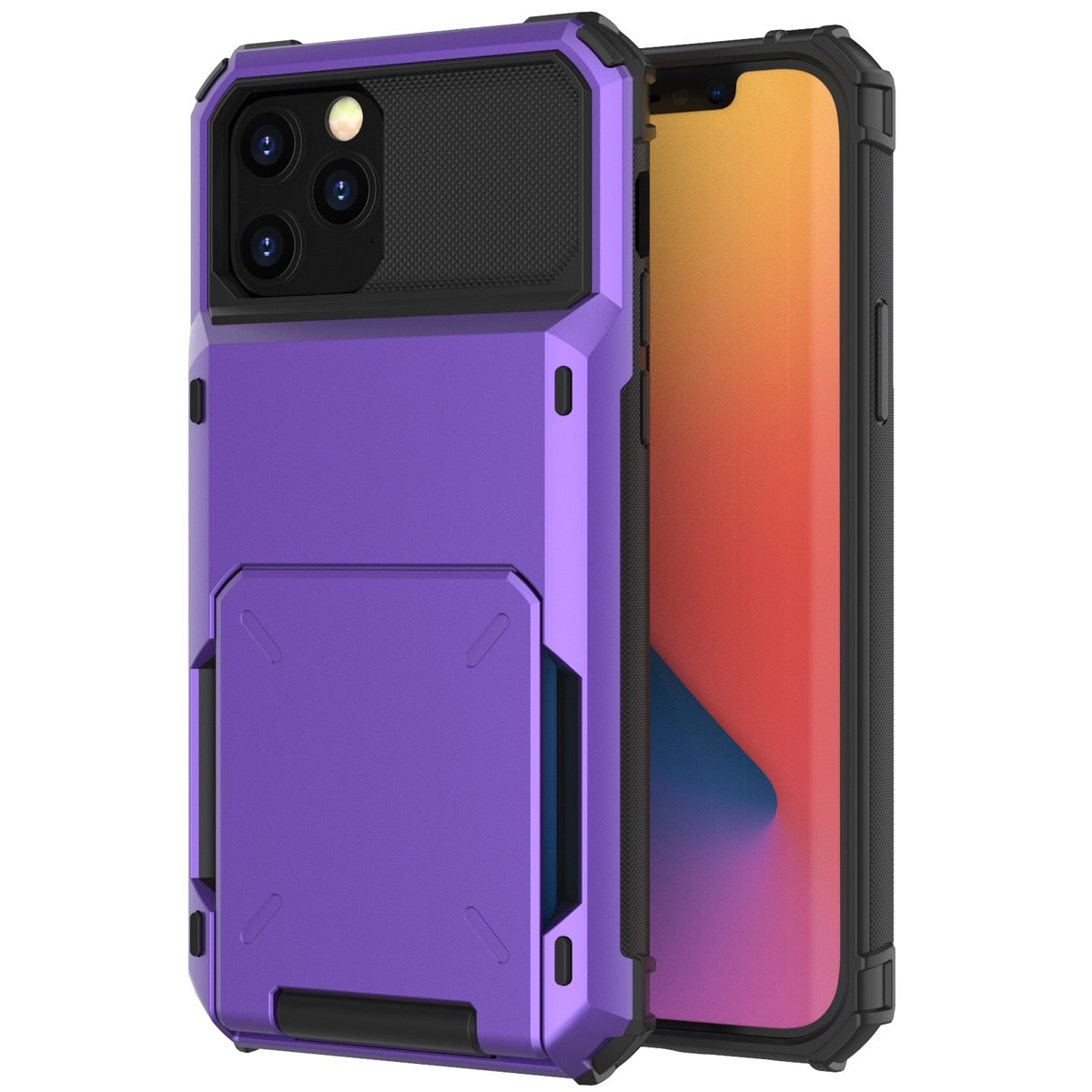 Business Armor Slide Wallet Card Slots Holder Cover for iPhone