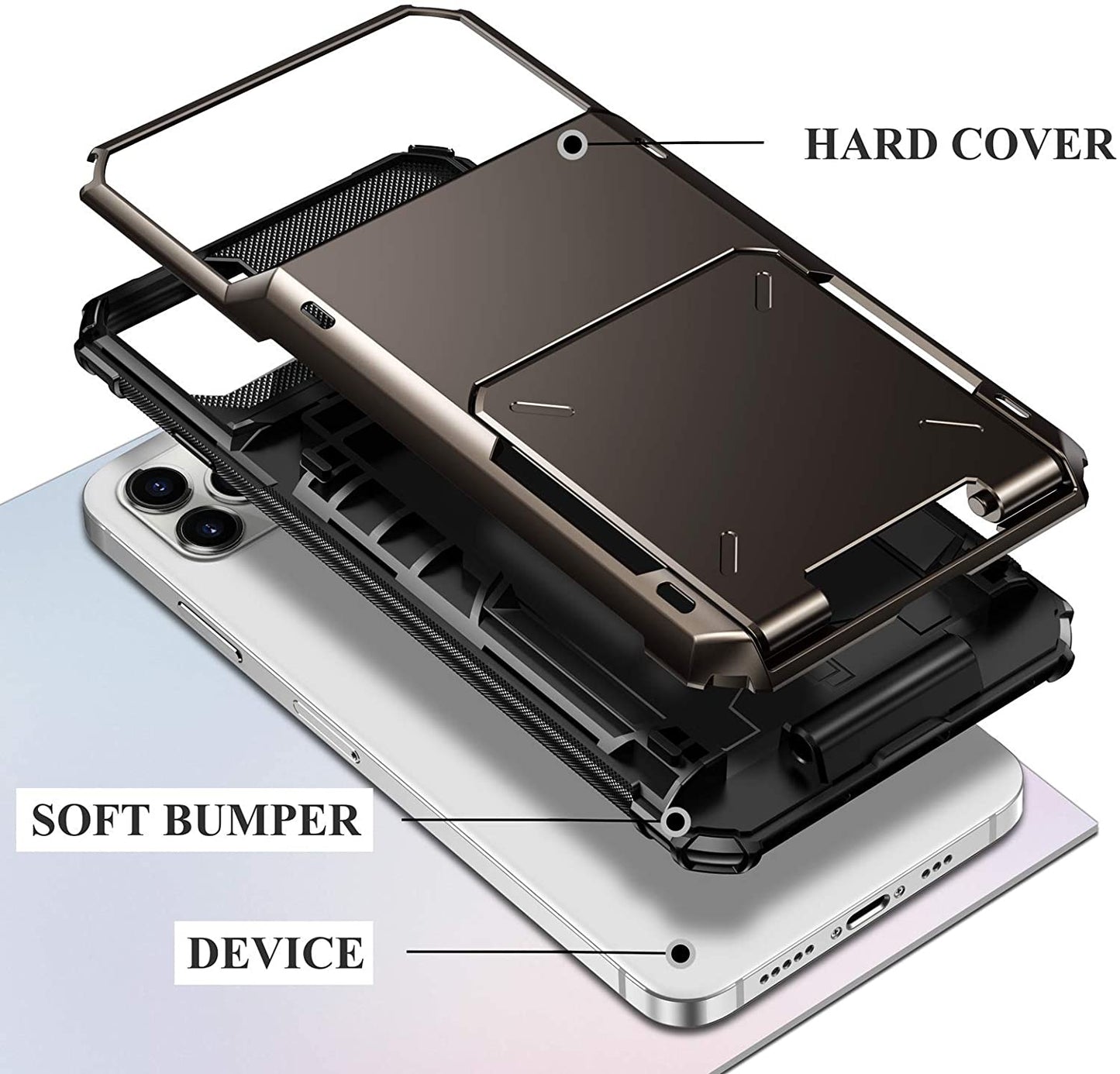 Business Armor Slide Wallet Card Slots Holder Cover for iPhone