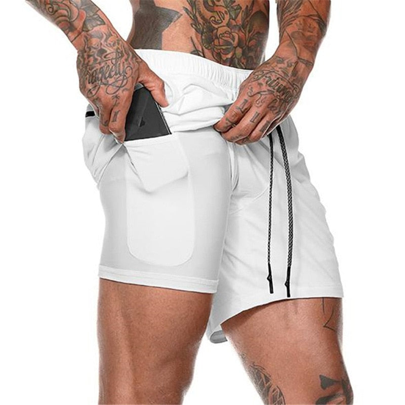 Sport Shorts Men Sportswear Double-deck Running Shorts 2 In 1 Beach Bottoms Summer Gym Fitness Training Jogging Short Pants