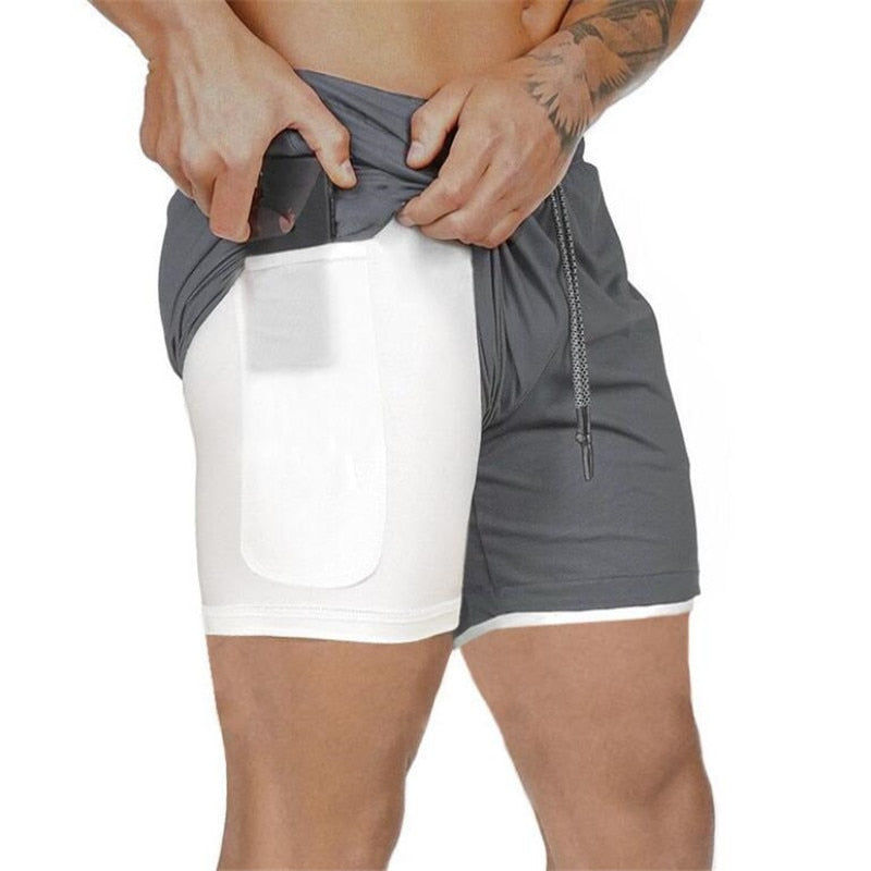 Sport Shorts Men Sportswear Double-deck Running Shorts 2 In 1 Beach Bottoms Summer Gym Fitness Training Jogging Short Pants