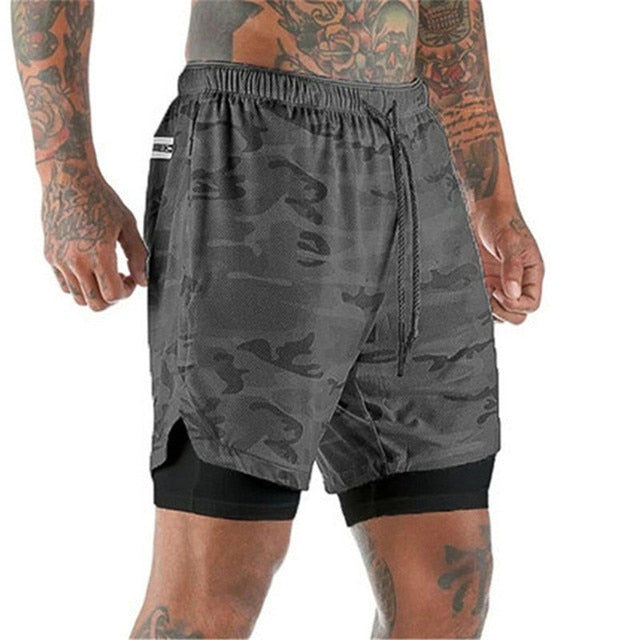 Sport Shorts Men Sportswear Double-deck Running Shorts 2 In 1 Beach Bottoms Summer Gym Fitness Training Jogging Short Pants