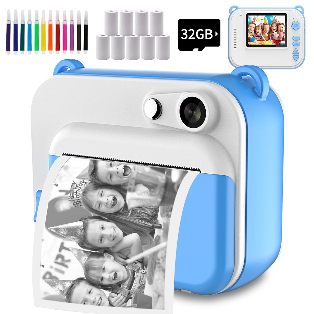 Childrens Instant Print Camera With Thermal Printer Kids Digital Photo Camera Girls Toy Child Camera Video boys Birthday Gift