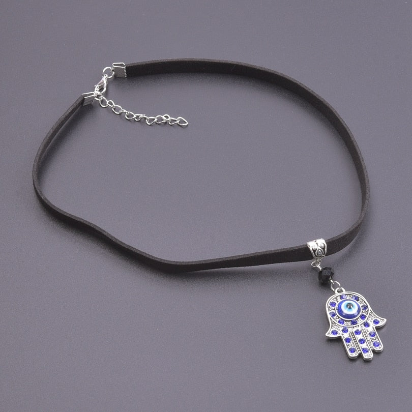 Blue Turkish Lucky Eye Hamsa Hand Charms Necklaces Women Fatima Hand Ojo Turco Pendant Collier Jewelry Making Bulk