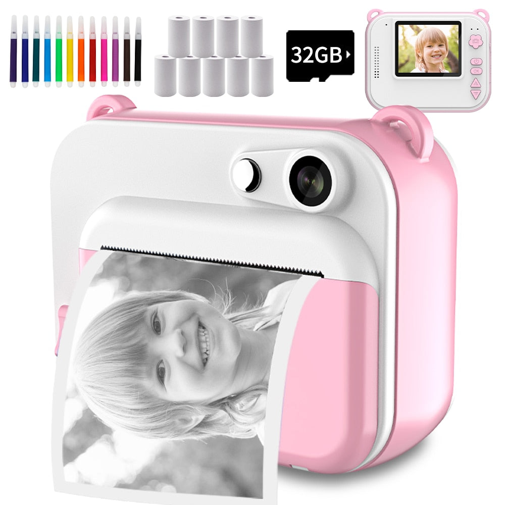 Childrens Instant Print Camera With Thermal Printer Kids Digital Photo Camera Girls Toy Child Camera Video boys Birthday Gift