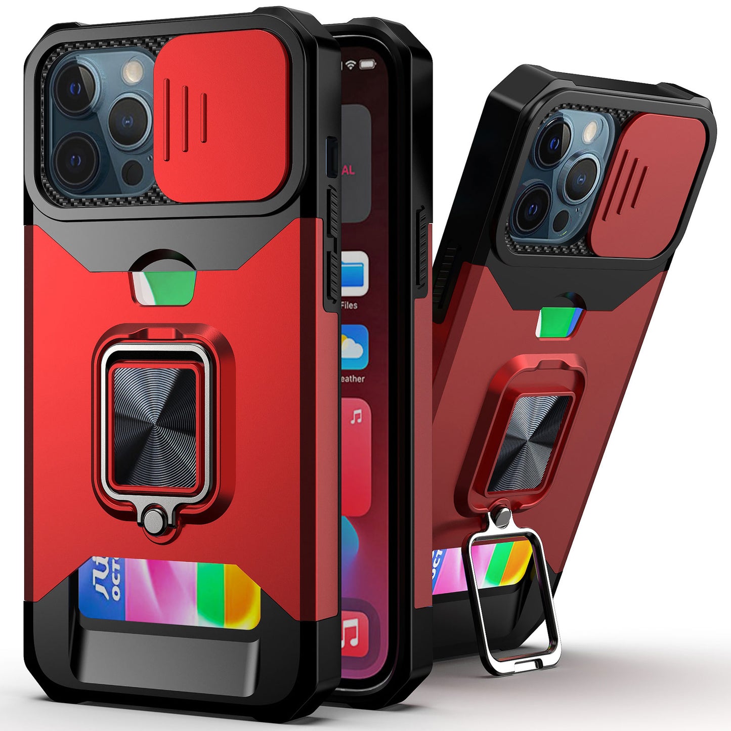 Cell Phone cover 360 Rotate Ring Stand Magnetic Card Slot Credit Cover for iPhone 13 12 11 Pro Max