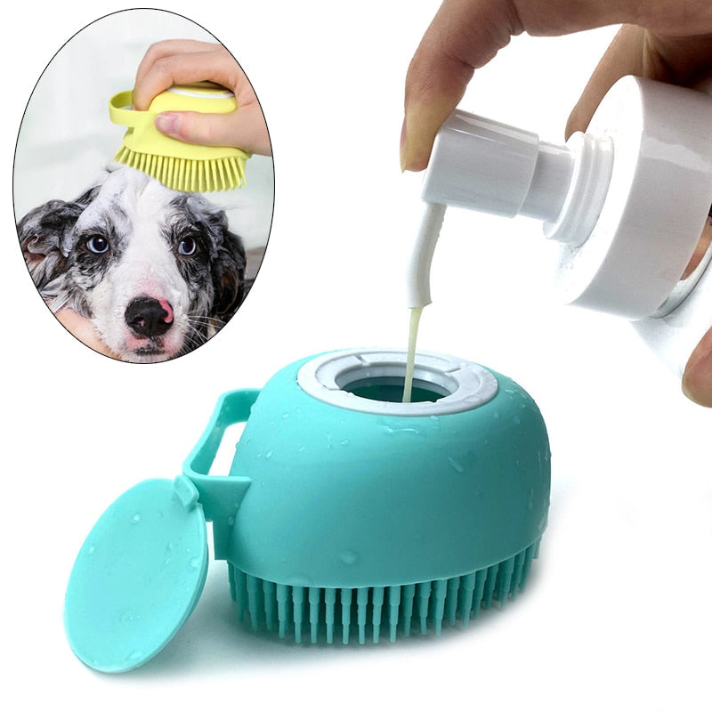 Puppy dog or cat Bath Massage Gloves Brush Soft Safety Silicone