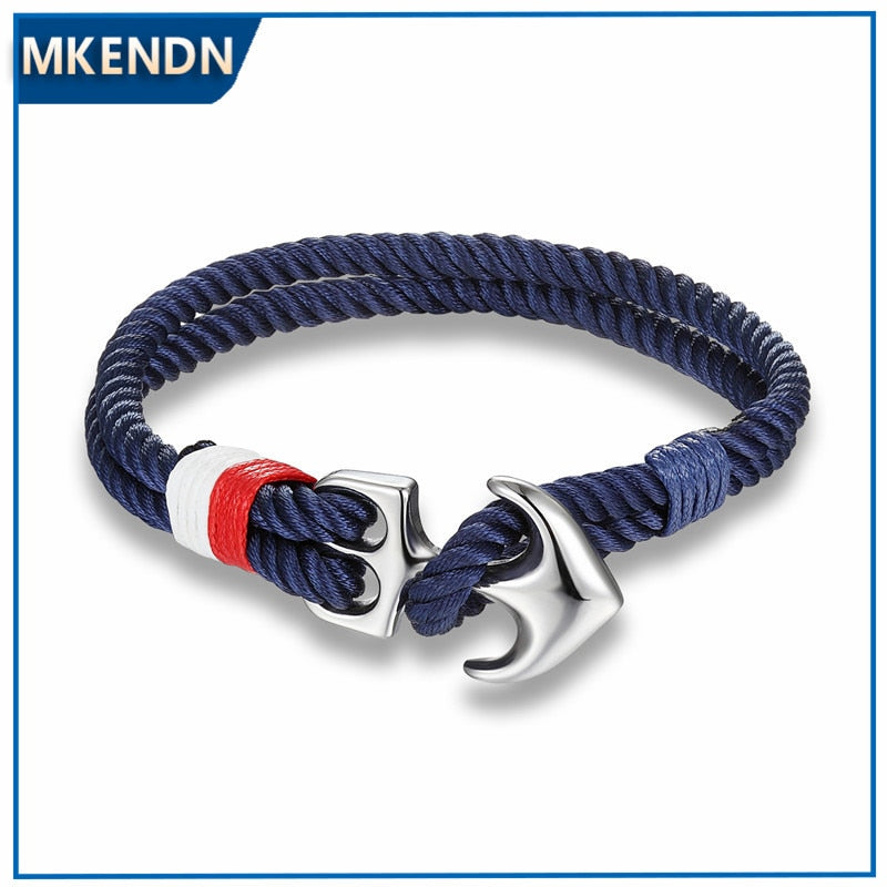 Lifestyle Anchor Bracelets Men Charm Nautical Survival Rope Chain Paracord Bracelet Male Wrap Metal Sport Hooks