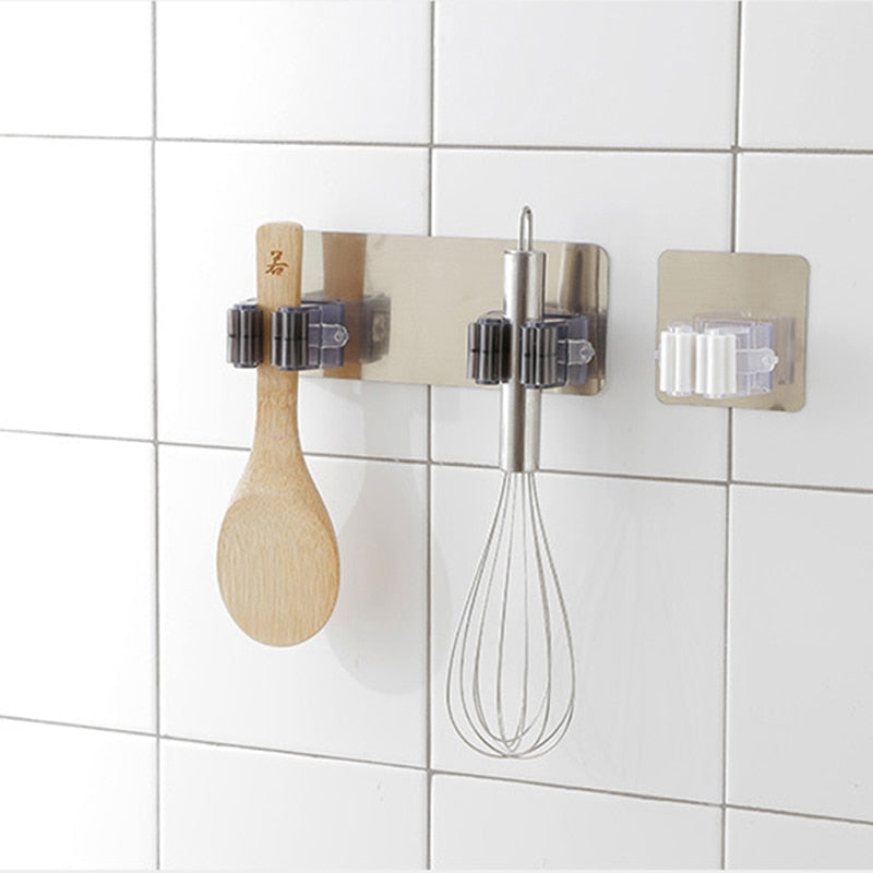 Adhesive Multi-Purpose broom or vacuum holder Wall Mounted Mop Organizer Holder