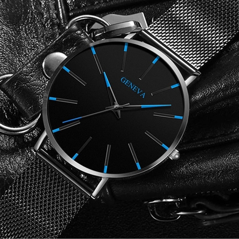 Minimalist Mens Fashion Ultra Thin Watches Simple Men Business Stainless Steel Mesh Belt Quartz Watch