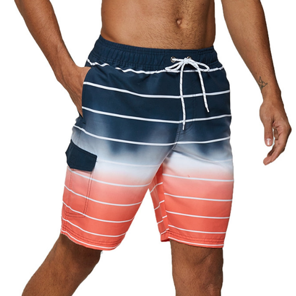 Men's Shorts Casual Cotton Workout Short Pants Drawstring Beach Shorts With Pockets Swim Trunks Stripe Plus size Beach Shorts