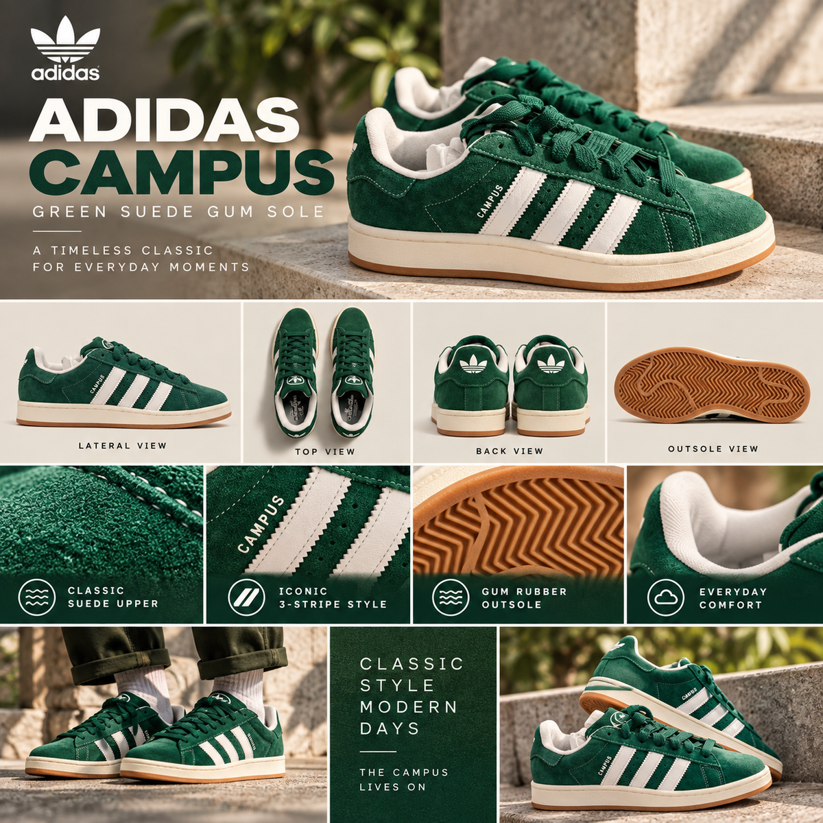 Adidas Campus suede and gum sole