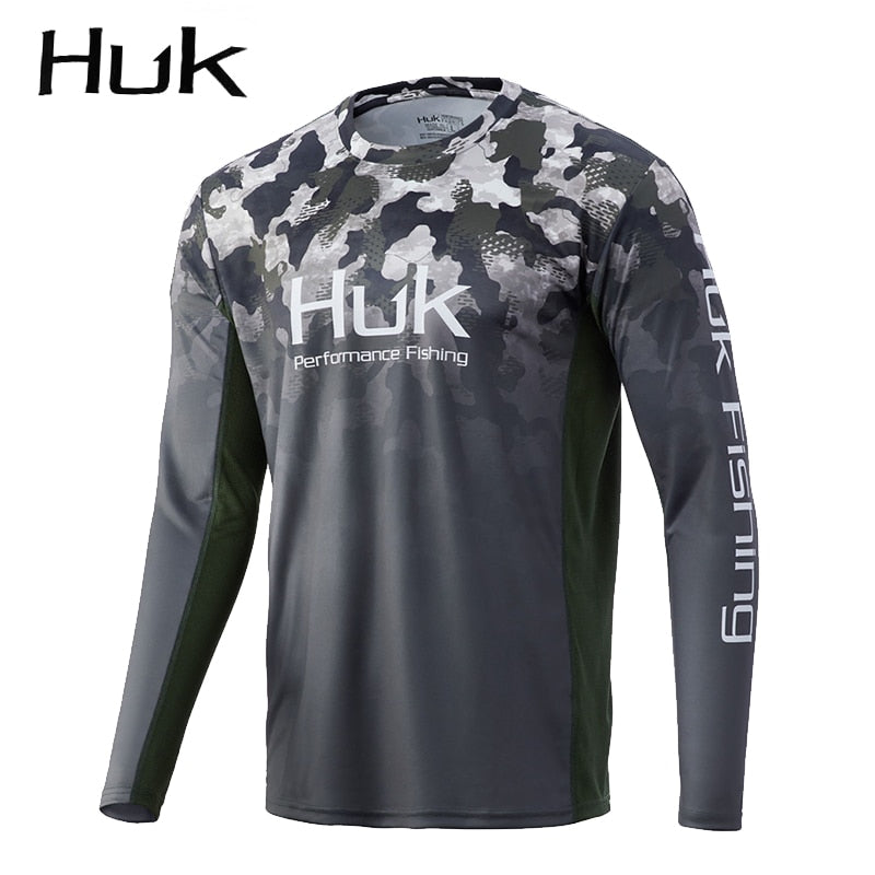 HUK Fishing Shirts Long Sleeve Fishing Clothing Man Outdoor Summer UPF 50 Moisture Wicking Jersey Uv Protection Apparel