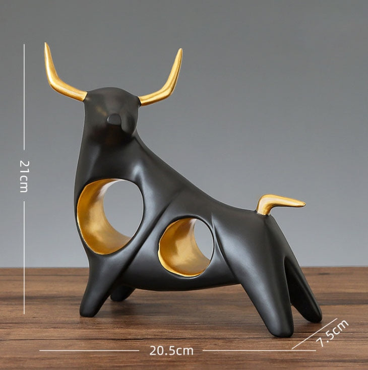 Bull longhorn Statue Home Decor Living Room Bull Sculpture TV Cabinet Ornament Crafts Abstract Figurine Home Decor