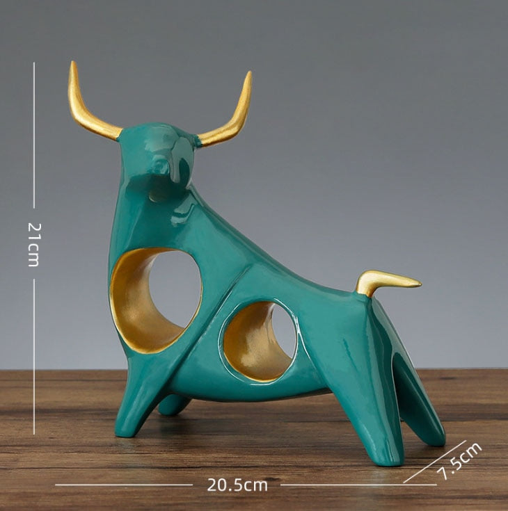 Bull longhorn Statue Home Decor Living Room Bull Sculpture TV Cabinet Ornament Crafts Abstract Figurine Home Decor