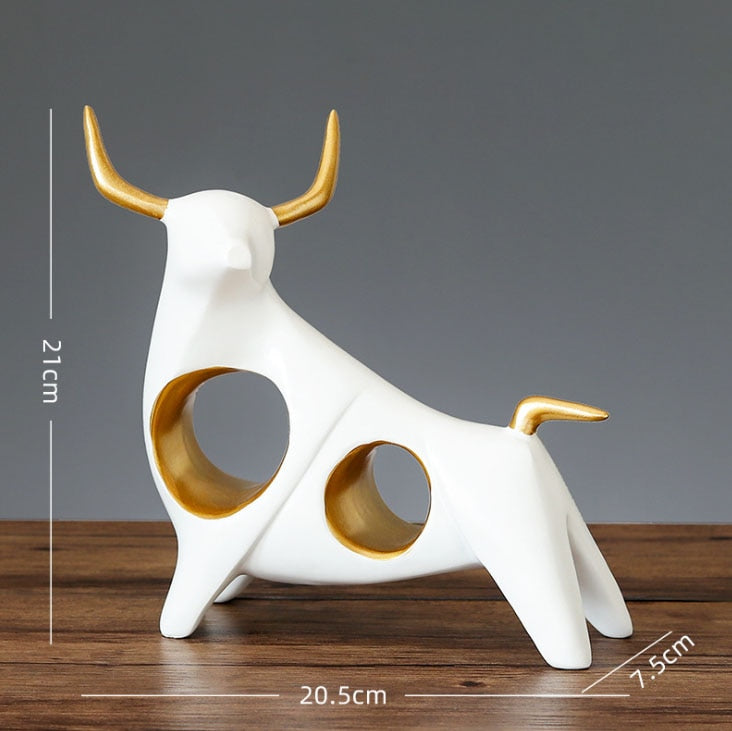 Bull longhorn Statue Home Decor Living Room Bull Sculpture TV Cabinet Ornament Crafts Abstract Figurine Home Decor