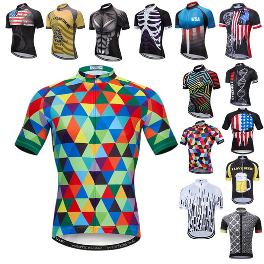 Cycling Weimostar 2022 Summer Mens Cycling Jersey Shirt Racing Sport Bicycle Shirt Ropa Ciclismo Pro Team MTB Bike Jersey Cycling Wear