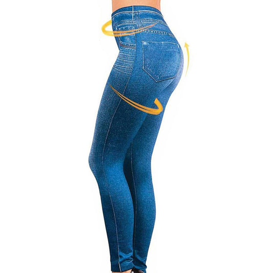 Sexy Leggings Women Lined Spring Autumn Print Jeans Sportwear Slim Jeggings Two Real Pockets Woman Fitness Pants