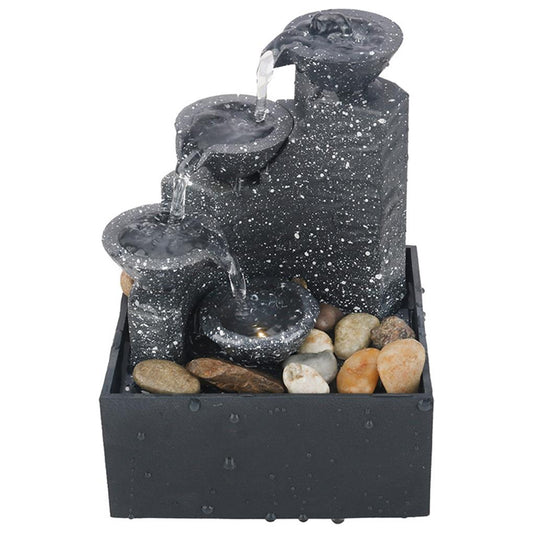 USB Water Fountain Desktop 4-Tier Waterfall Landscape Wealth Office Luck Ornament Indoor Table Decor Decoration