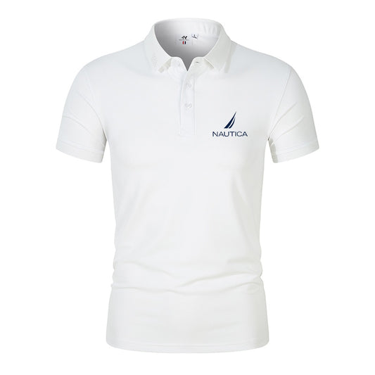 New Brand Nautica Summer Fashion Polo Shirt Men Printed Casual Short Sleeve Lapel Slim Fit Jogging Fitness Quick Dry Sportswear